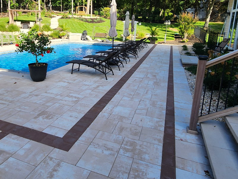 cambridge ledgestone xl smooth pavers around pool